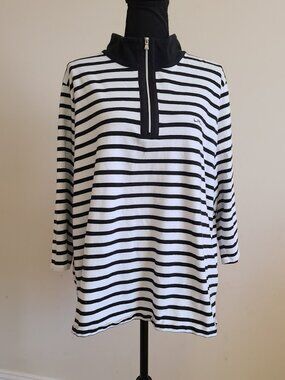 Lauren Ralph Lauren Active LRL 3X Striped Quarter Zip Pullover Top Nautical
